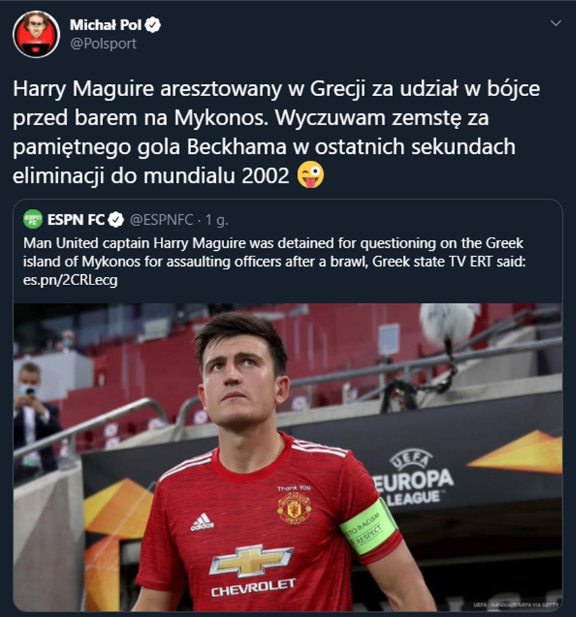 Harry Maguire ARESZTOWANY!